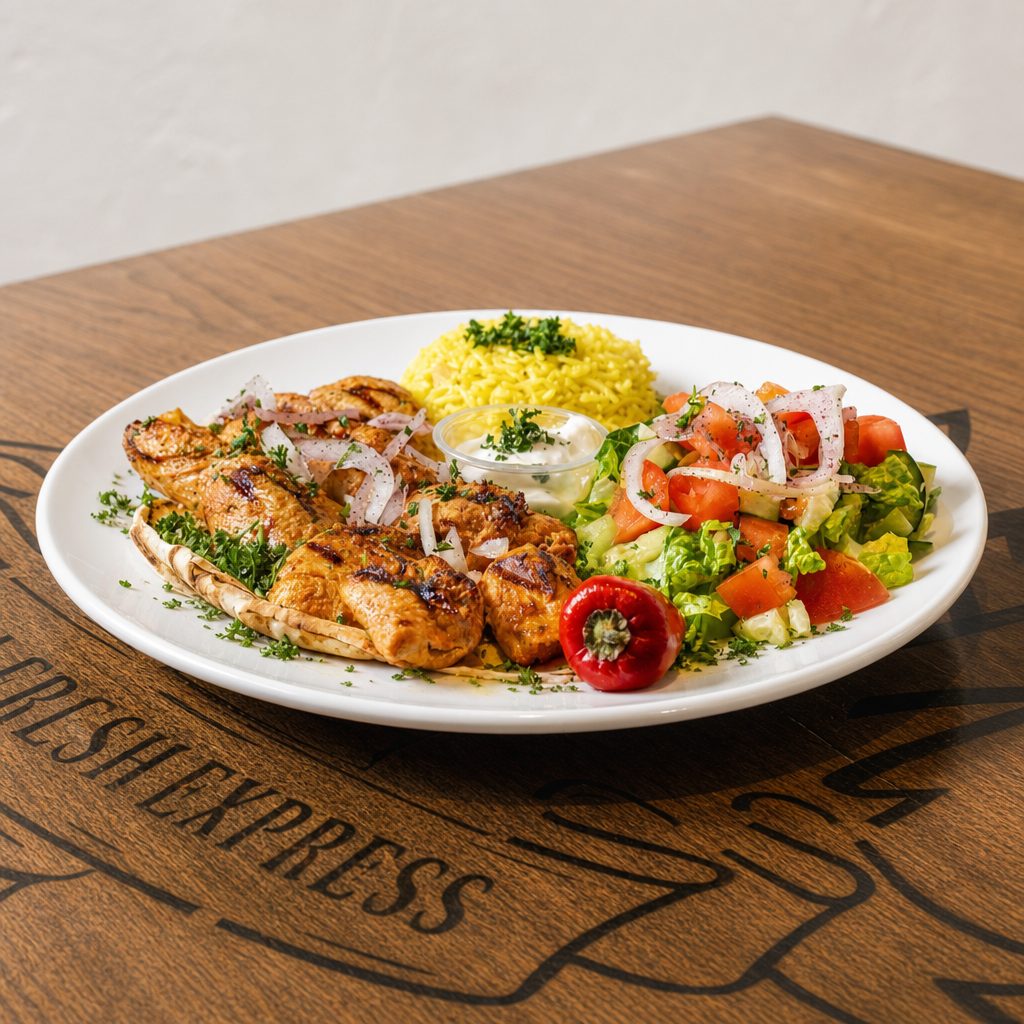 Chicken Kabob Platter (2) Skewers.